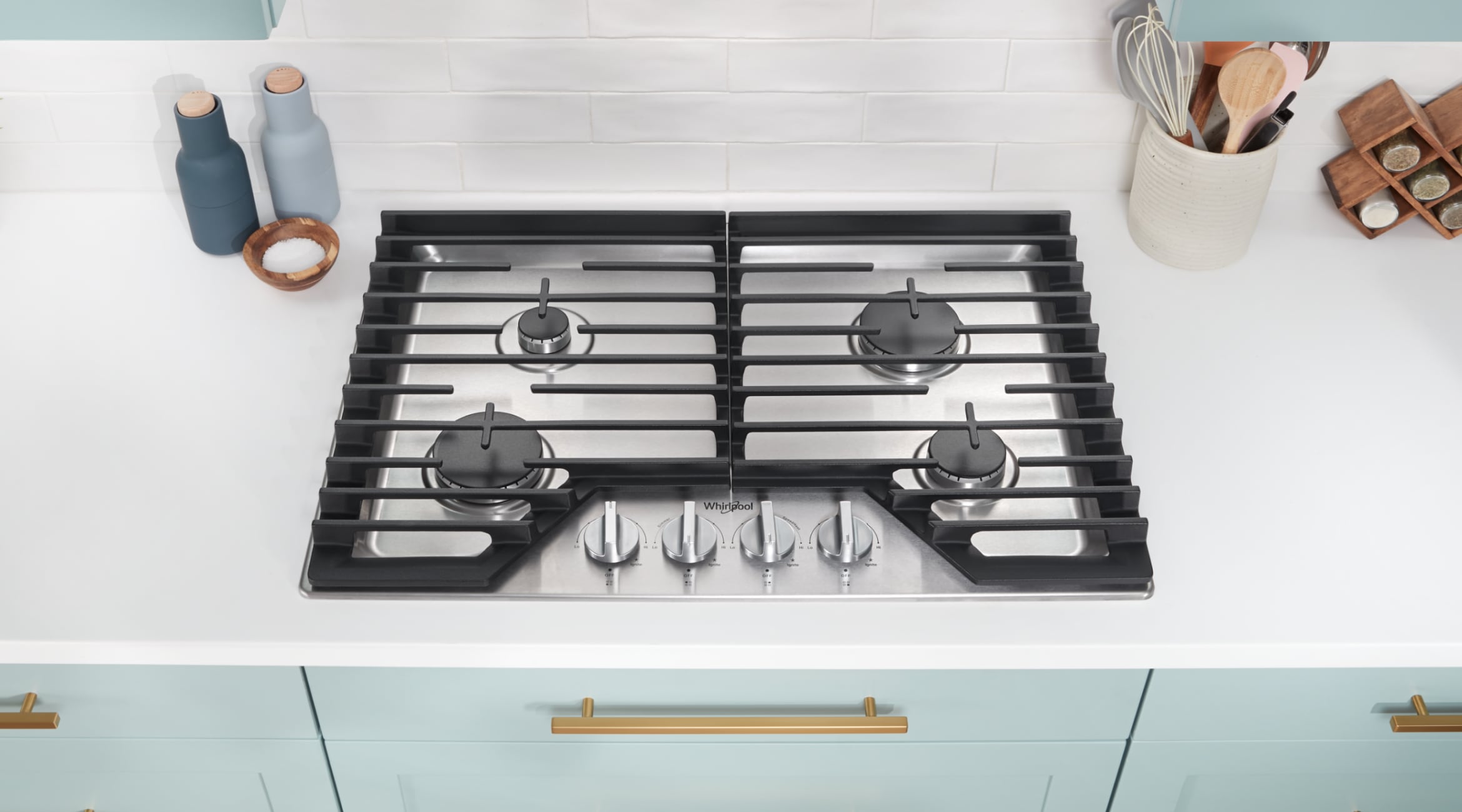 A Whirlpool® Standard Cooktop in a modern kitchen