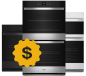 Three Whirlpool® Wall Ovens with a dollar sign icon