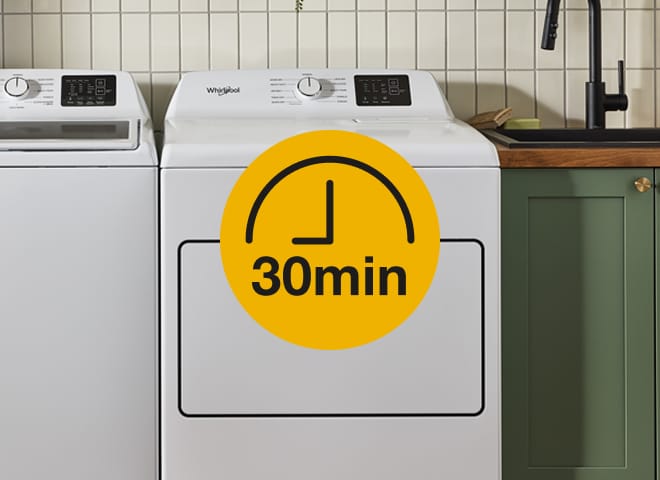 A dryer with the Quick Dry symbol