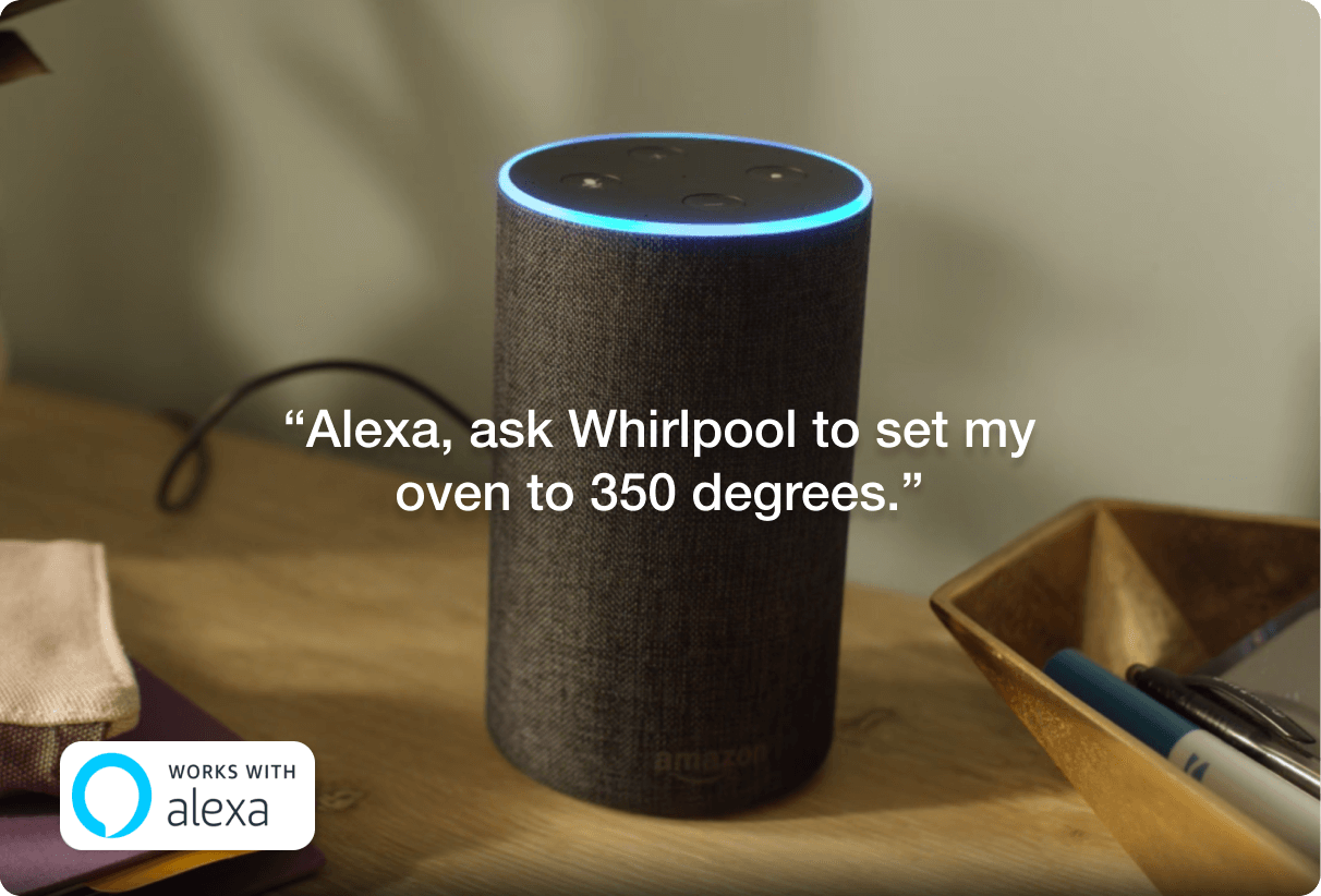 An Amazon Echo responding to a command to heat an oven