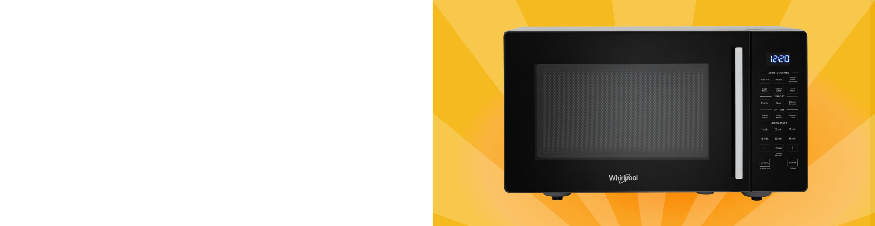 A Whirlpool® Microwave on gold background