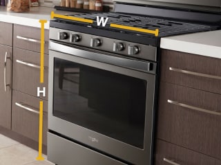 Whirlpool®️ range dimensions infographic