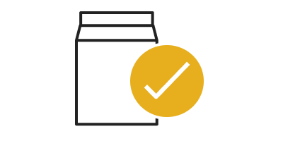 Top load washer with checkmark icon