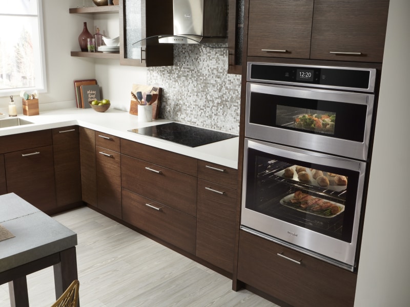 Whirlpool®  wall oven microwave combo in a modern kitchen Whirlpool®  wall oven microwave combo in a modern kitchen