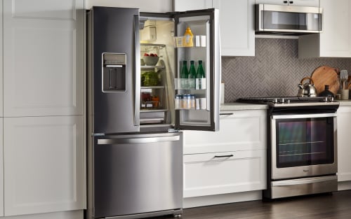 Stainless steel French door refrigerator