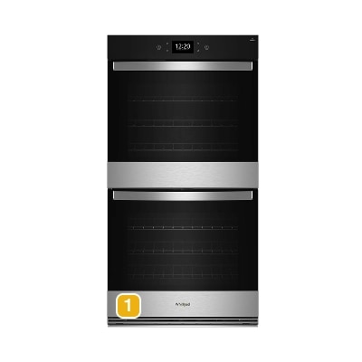 A wall oven with numbers indicating model number placement