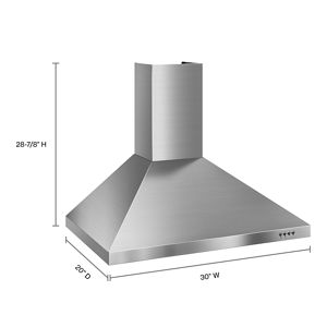 Gold® 30 Inch Vented 300 Cfm Wall Mount Canopy Hood Stainless Steel